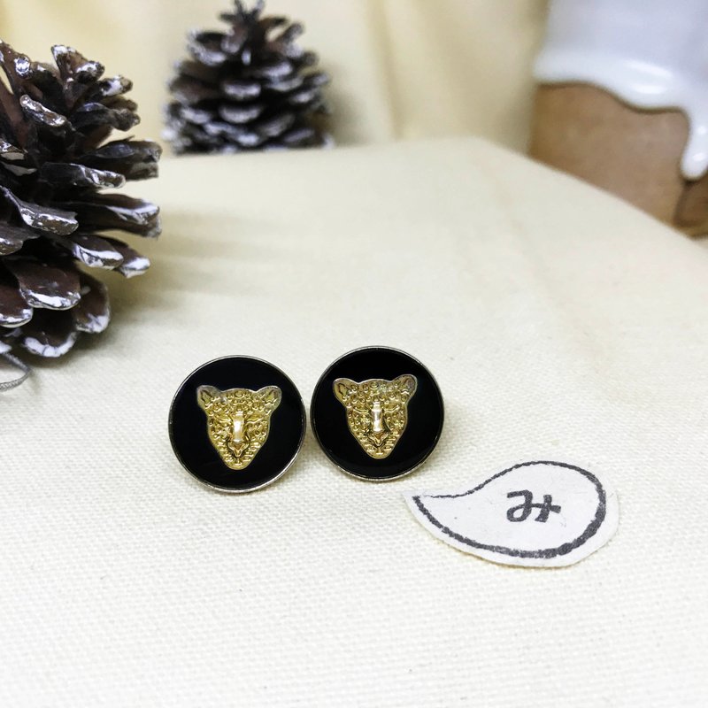 【 耳环 】云豹酋长的秘密*可改夹式 - 耳环/耳夹 - 塑料 黑色