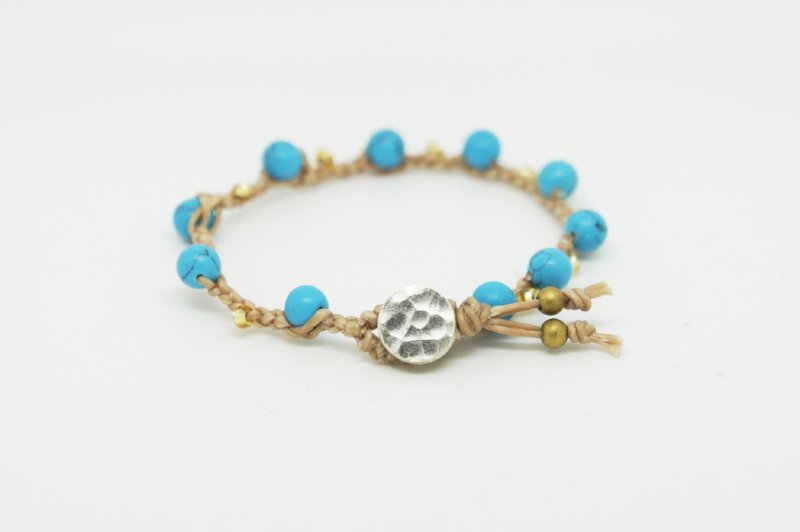 IF+｜盛夏海滩：蓝松石纯银扣编织手环 - 手链/手环 - 其他金属 