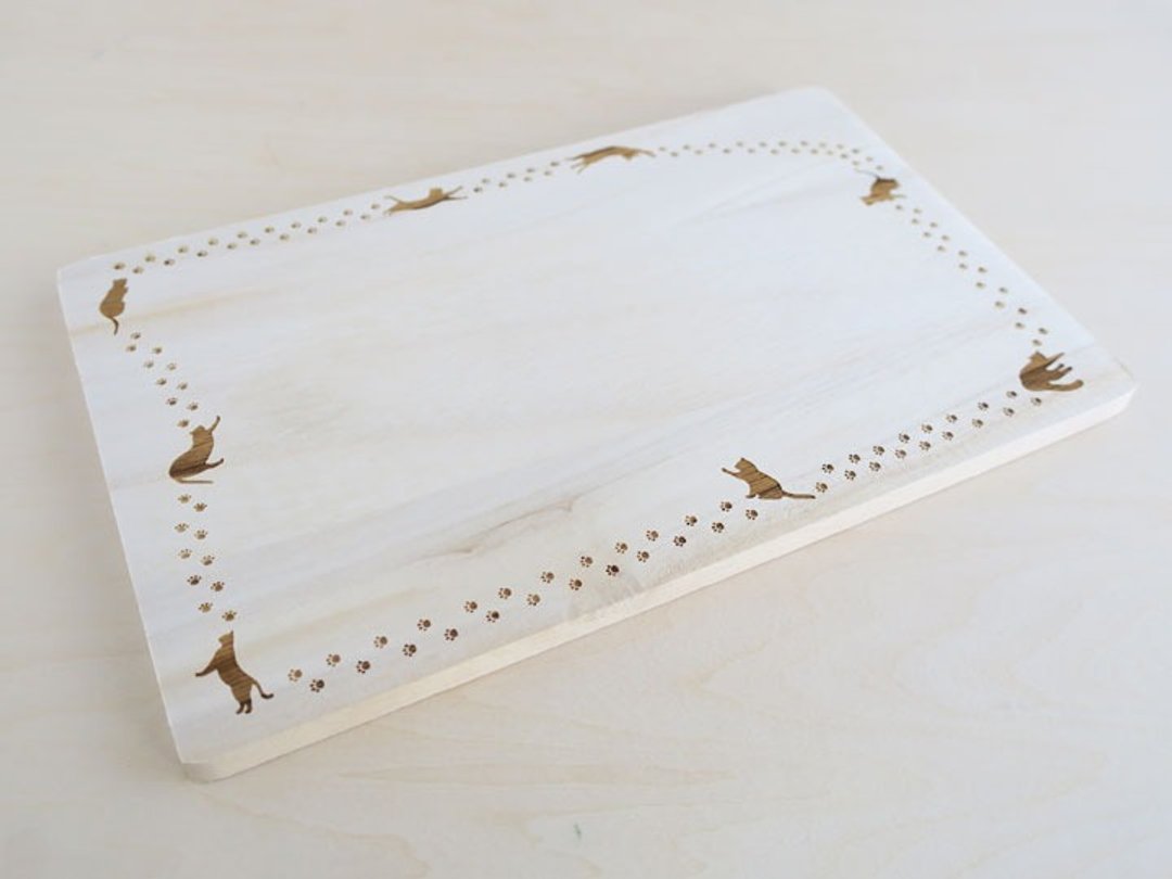 Of cat paws footprints mini cutting board - 厨房用具 - 木头 咖啡色