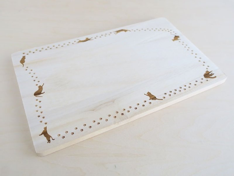 Of cat paws footprints mini cutting board - 厨房用具 - 木头 咖啡色