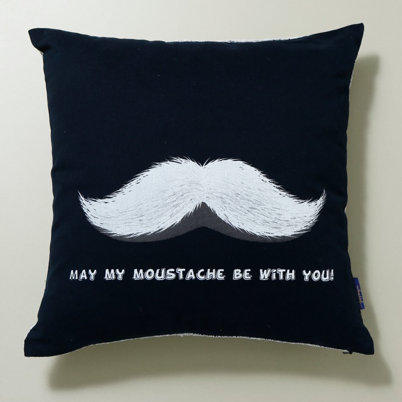 ◎圣诞节限定◎【愿胡子与你同在】手工绢印 抱枕套 - 枕头/抱枕 - 其他材质 蓝色