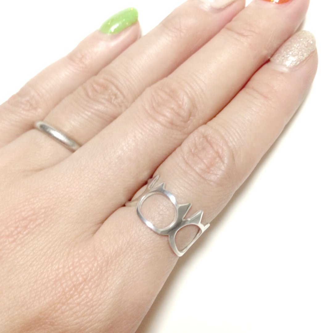 Ring: Silver 950 cat face design / US size 5-10 <unisex> - 戒指 - 其他金属 