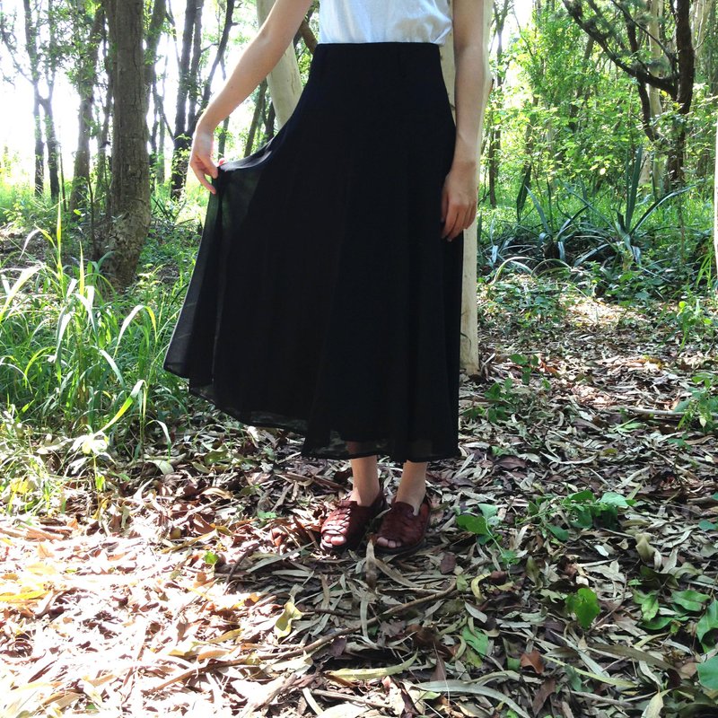 │千金难买早知道│黑色雪纺裙VINTAGE/MOD'S - 裙子 - 其他材质 