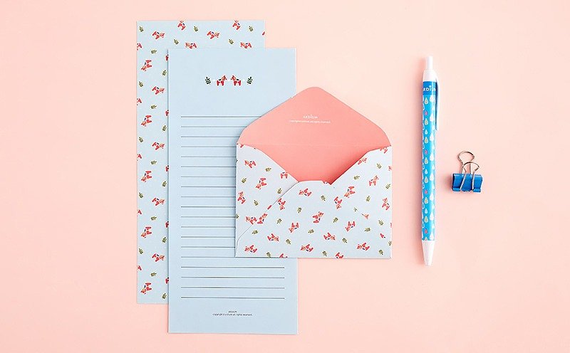 ARDIUM mini粉彩信纸组（一组三份）- 达拉木马 - 卡片/明信片 - 纸 蓝色