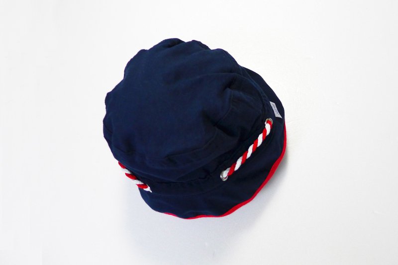 蓝色海军宝宝遮阳帽 - 围嘴/口水巾 - 棉．麻 蓝色