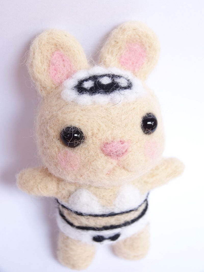 女仆泳装兔兔-羊毛毡  "钥匙圈、吊饰、摆饰" (可定制化更改颜色)(情人节礼物) - 钥匙链/钥匙包 - 羊毛 橘色