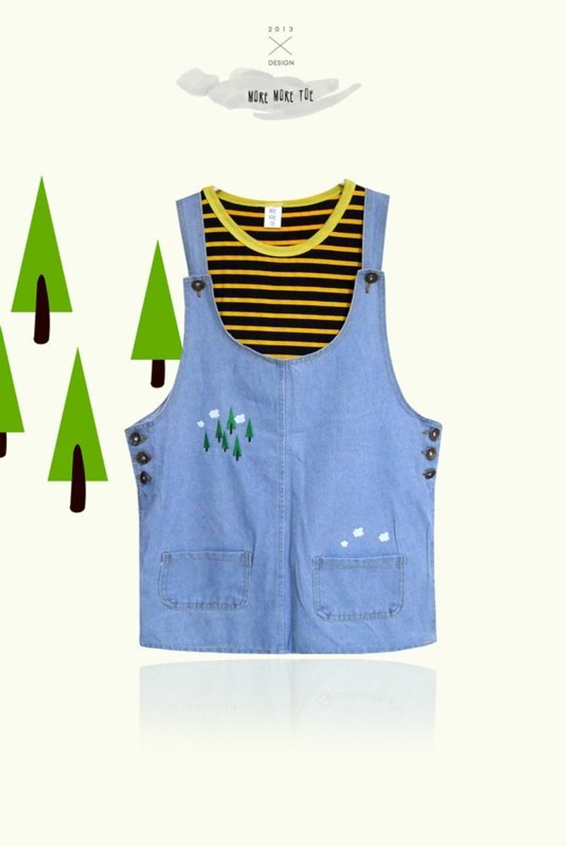 │M0041│限量手作・小笨云小瘦树／牛仔吊带裙 - 女装长裤 - 其他材质 蓝色