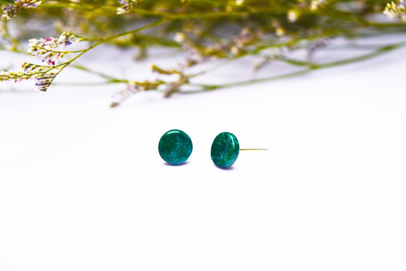 天然石系列- 藻 （earrings） - 耳环/耳夹 - 宝石 绿色