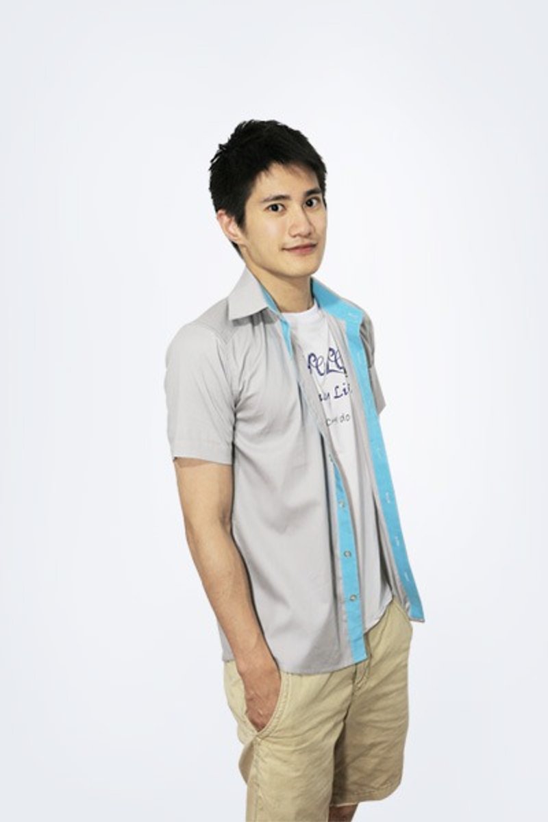 iinpress 浅湖蓝异色门襟衬衫 - 男装衬衫 - 其他材质 灰色