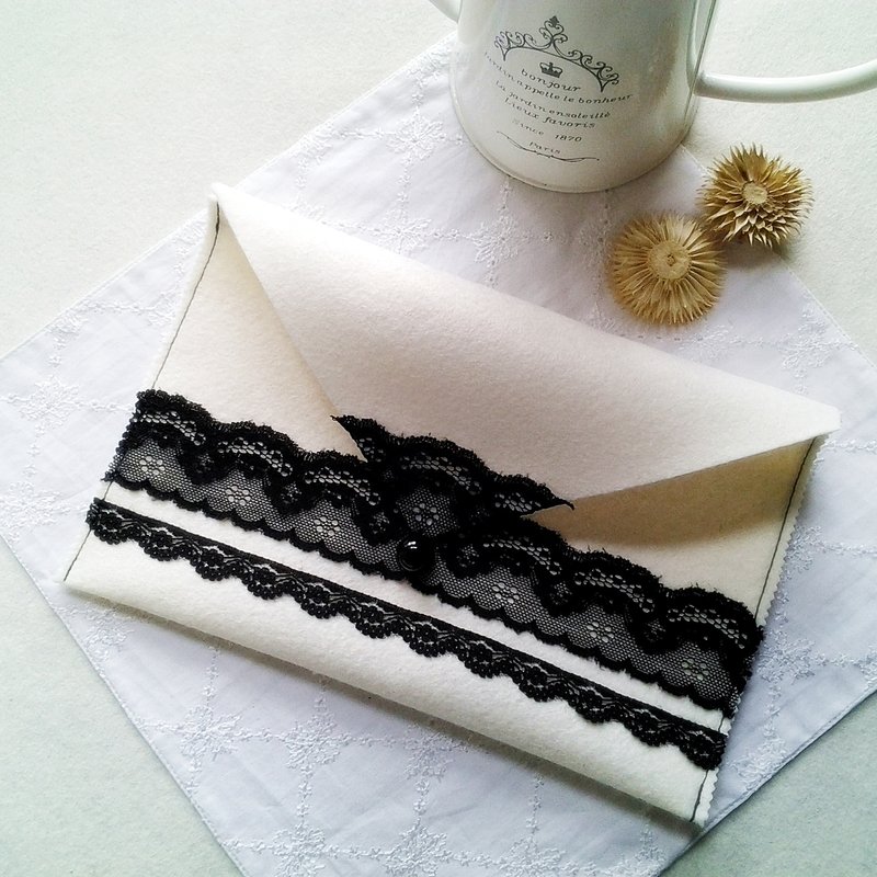 MFP手工黑蕾丝毛毡布料白色平板电脑包 平板电脑套 - 平板/电脑保护壳 - 其他材质 白色