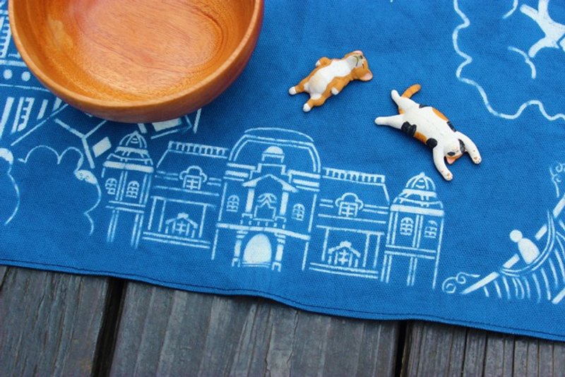 手作蓝染餐垫 / 府城印象 - 餐垫/桌巾 - 其他材质 蓝色