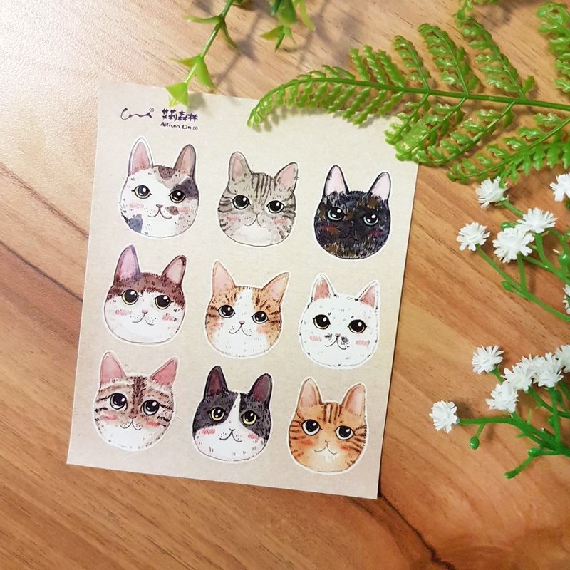 猫咪大头自剪贴纸(二) - 贴纸 - 纸 橘色