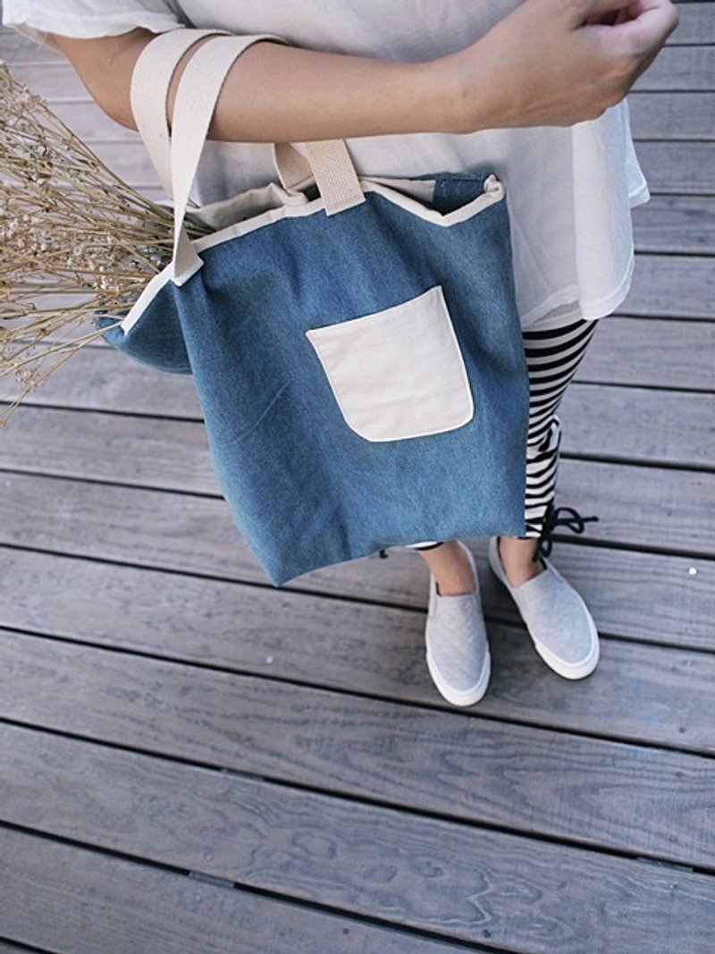 hairmo。牛仔自然风两用手提侧背袋 - 侧背包/斜挎包 - 其他材质 蓝色