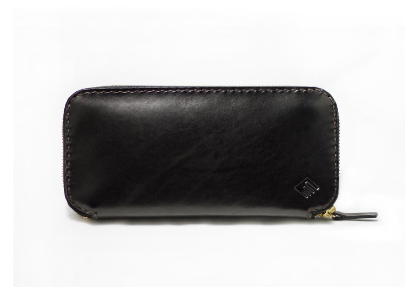 地下皮革工作室--黑色植鞣拉链长夹 - 皮夹/钱包 - 真皮 黑色