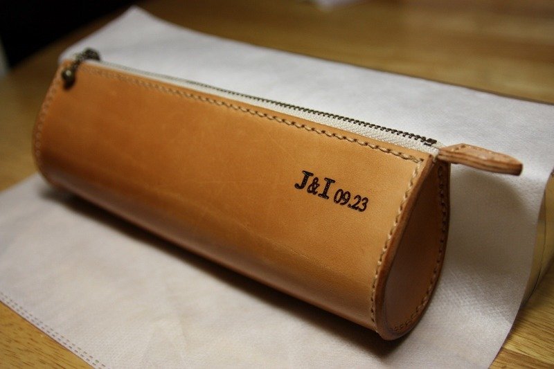 天月手创皮件 牛皮 手工 笔盒 笔袋 定制(小) 免费刻字 - 铅笔盒/笔袋 - 真皮 白色