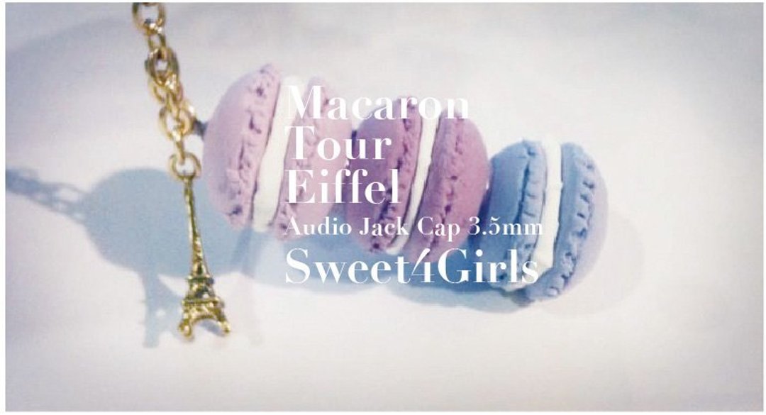 sweet4girls 手工 法式 珍珠 奶油 马卡隆 巴黎 铁塔 吊饰 婚礼小物 防尘塞 iPhone 4s s2 htc 耳机塞 3.5mm 客制化 - 耳机 - 硅胶 粉红色