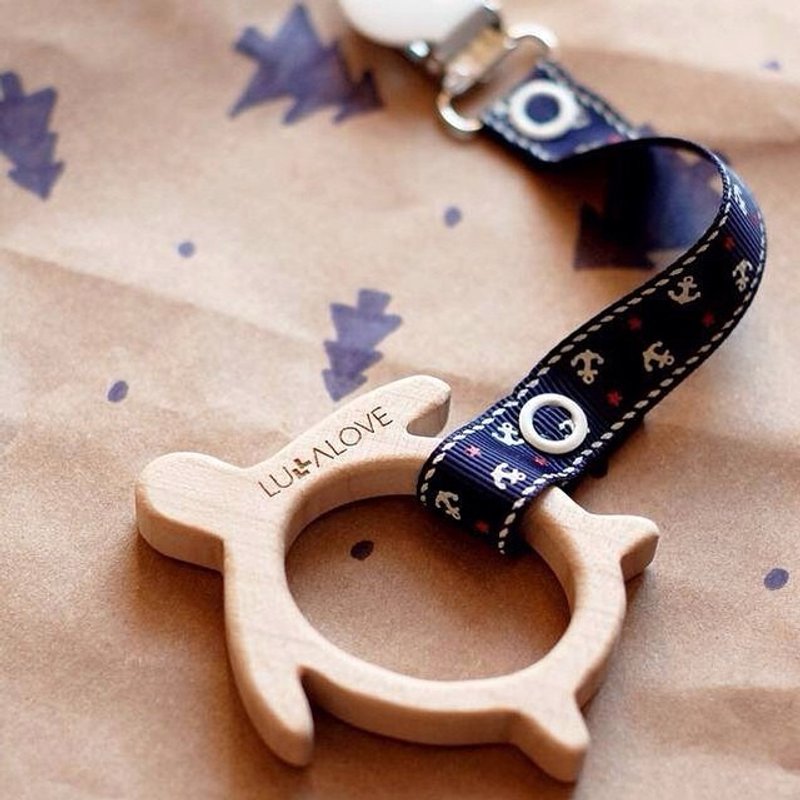 【欧洲制】Lullalove - Mamari 手工木制磨牙玩具附防掉带-乌龟 - 玩具/玩偶 - 木头 蓝色