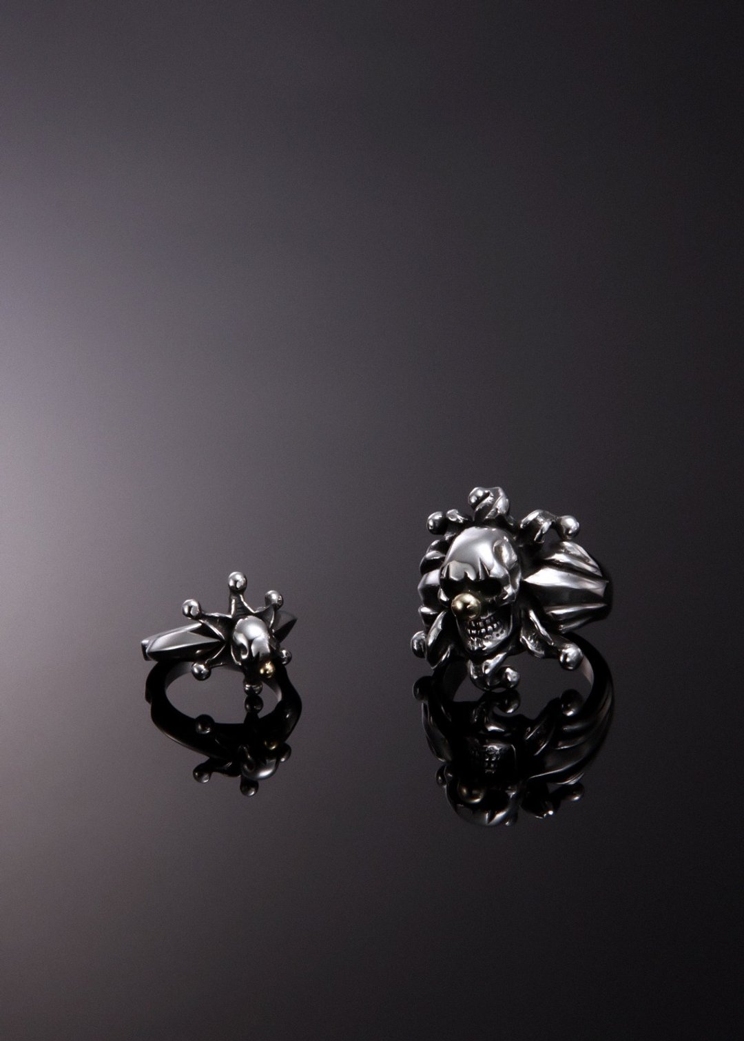 【对戒】Joker Skull Ring L&S 马戏团小丑骷髅情人戒指 - 对戒 - 纯银 银色