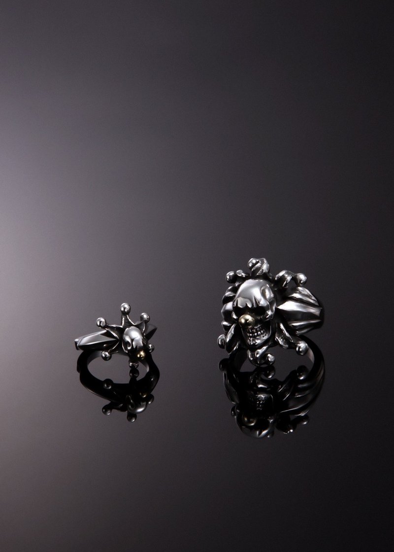【对戒】Joker Skull Ring L&S 马戏团小丑骷髅情人戒指 - 对戒 - 纯银 银色