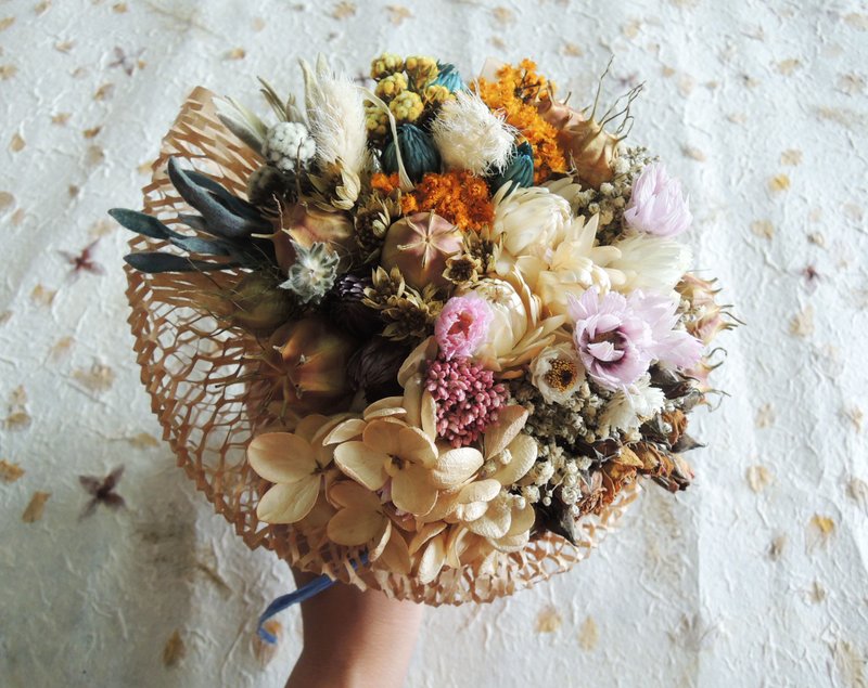 微甜圈 手作 旅行里的花花风景 干燥小花束 干燥 小花束 干燥花束 新娘花束 婚摄 道具 - 植栽/盆栽 - 植物．花 橘色