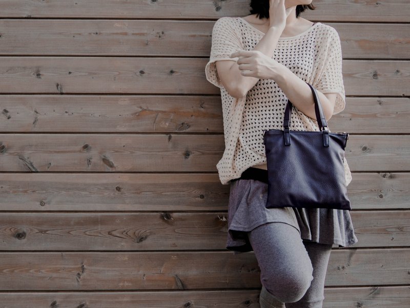 百搭极简吐司方包 两用 (葡萄紫) - 侧背包/斜挎包 - 真皮 紫色