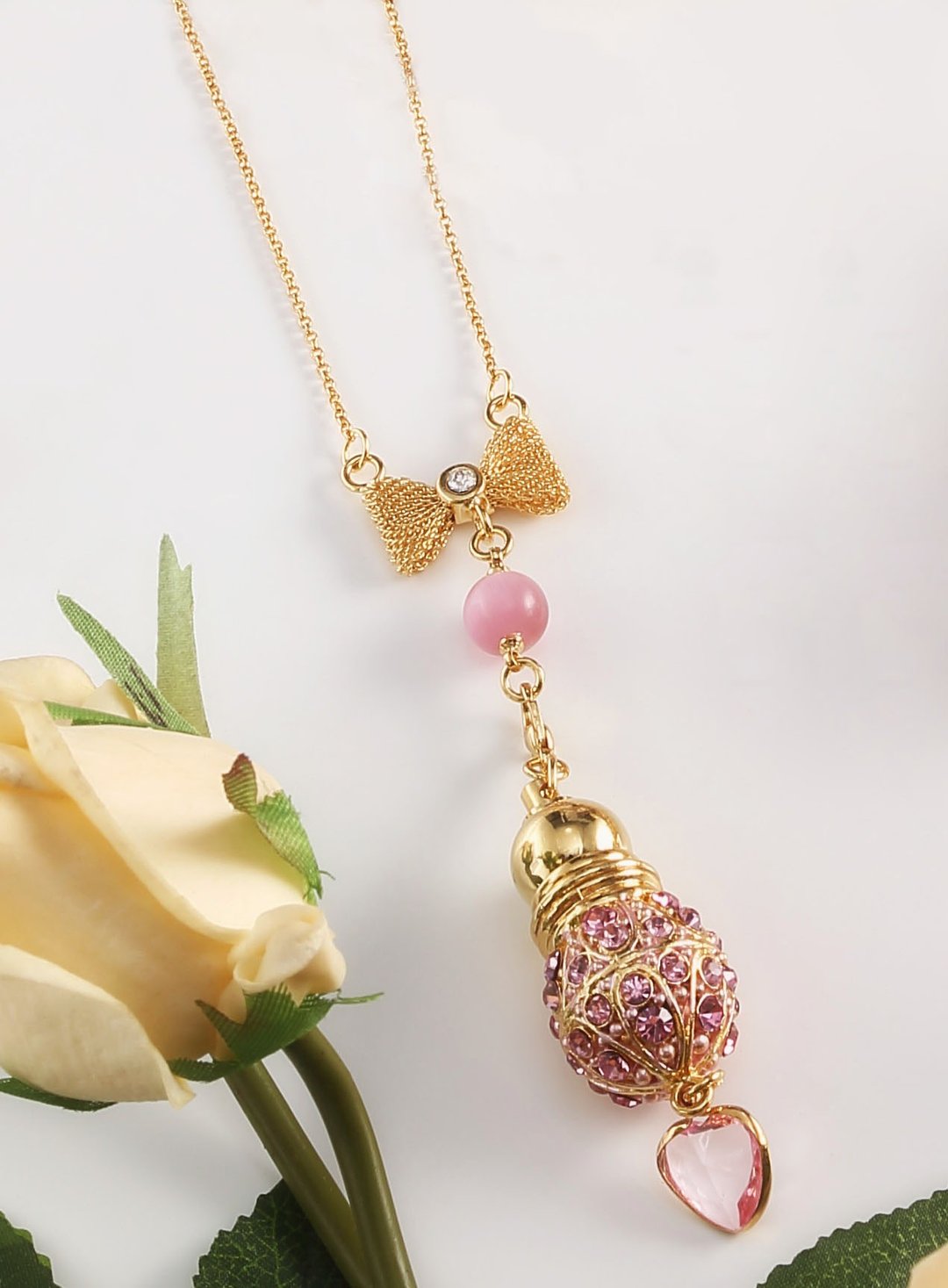 Neve Jewelry 粉色爱恋 香水瓶项链(粉红/金) - 项链 - 其他金属 粉红色