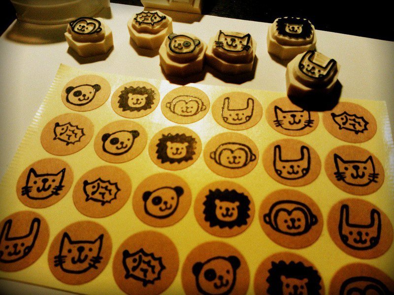 圆滚滚动物贴 - 贴纸 - 纸 咖啡色