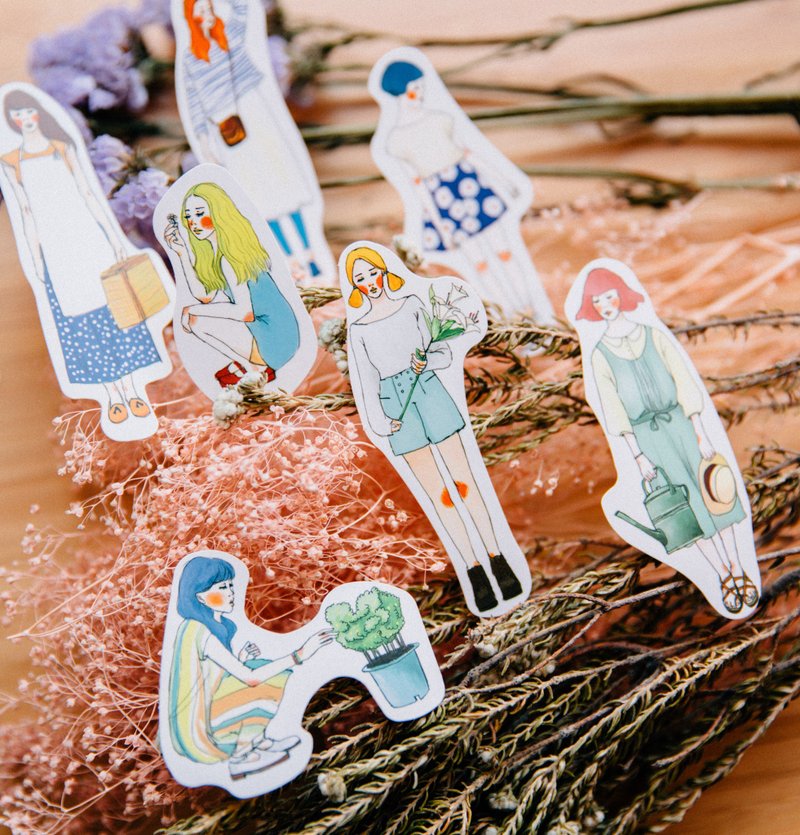 风格女子亥 花草系列贴纸组 7入 - 贴纸 - 纸 绿色