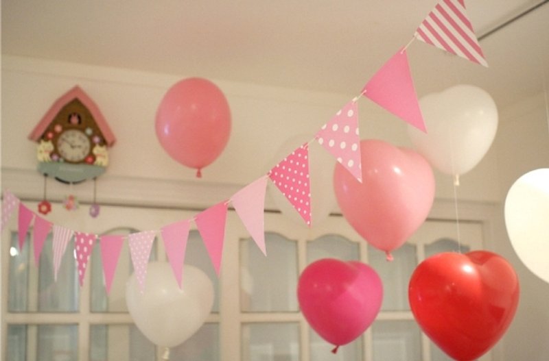 韩国【Afrocat】paper party flag〈Solid Color〉派对 diy 旗子 装饰 生日 庆祝 - 其他 - 纸 粉红色