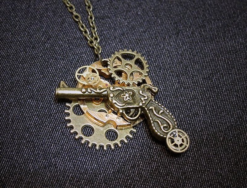 齿轮花枪项炼_Steampunk - 项链 - 其他金属 金色