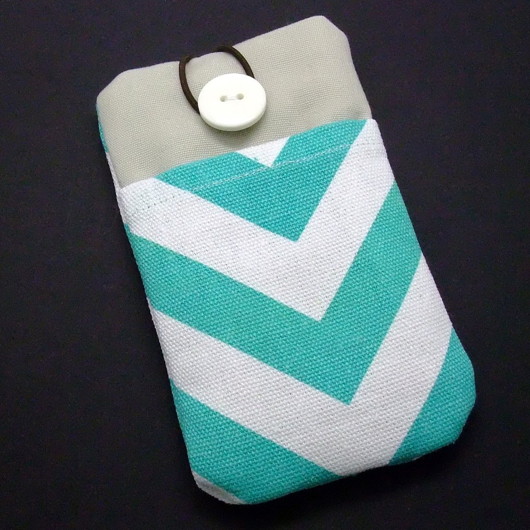 iPhone sleeve, Samsung Galaxy S8, Galaxy Note 8 pouch cover 自家制手提电话包, 手机布袋，布套 ，(可量身订制) - V-shape 图案 (P-1) - 手机壳/手机套 - 棉 绿色