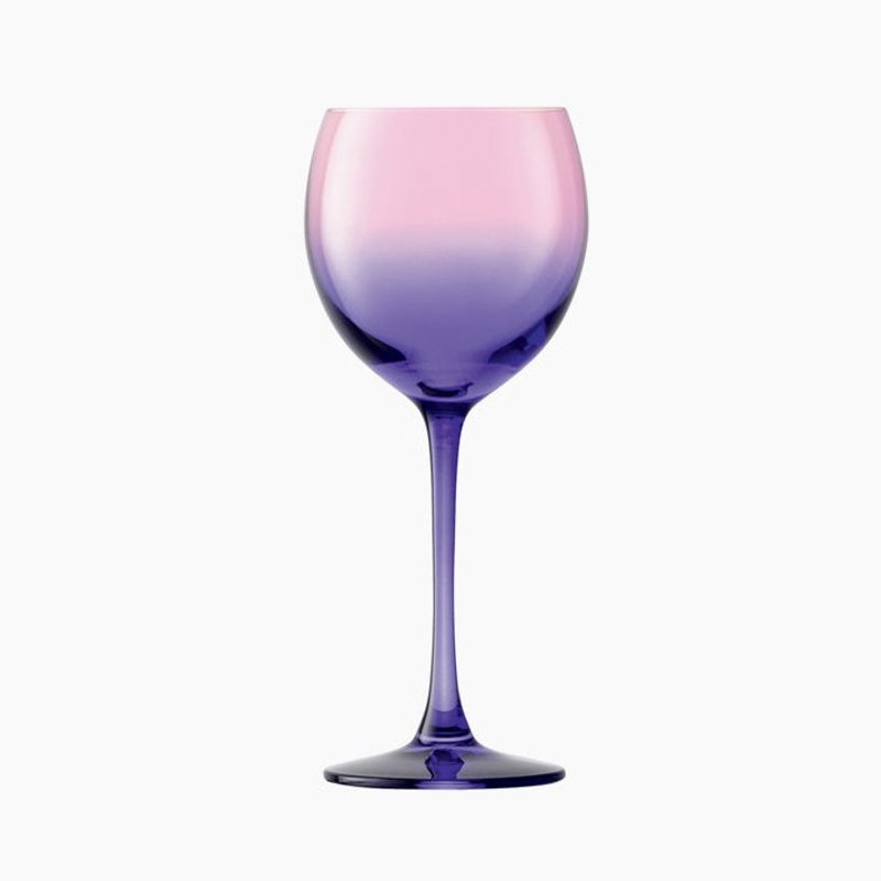 情人节 400cc【可刻字的渐层手工杯】(薰衣草紫色) 英国LSA Mezzo Wine Glass 彩色玻璃刻字红酒杯 - 酒杯/酒器 - 玻璃 紫色