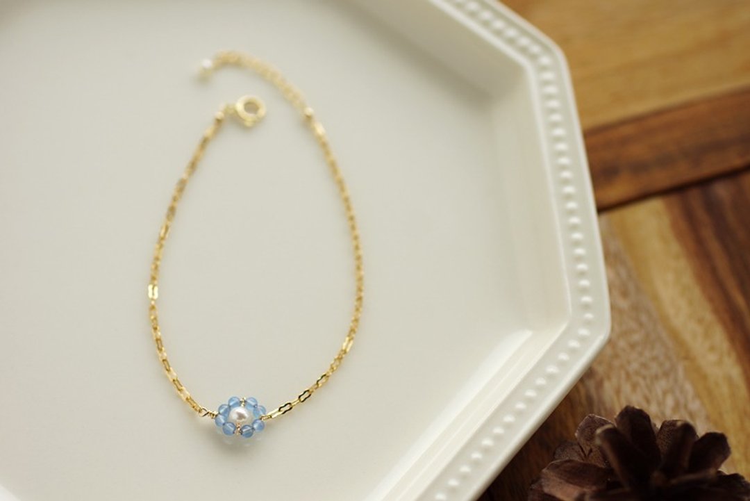 14kgf-Fleur Bleu bracelet - 手链/手环 - 半宝石 蓝色