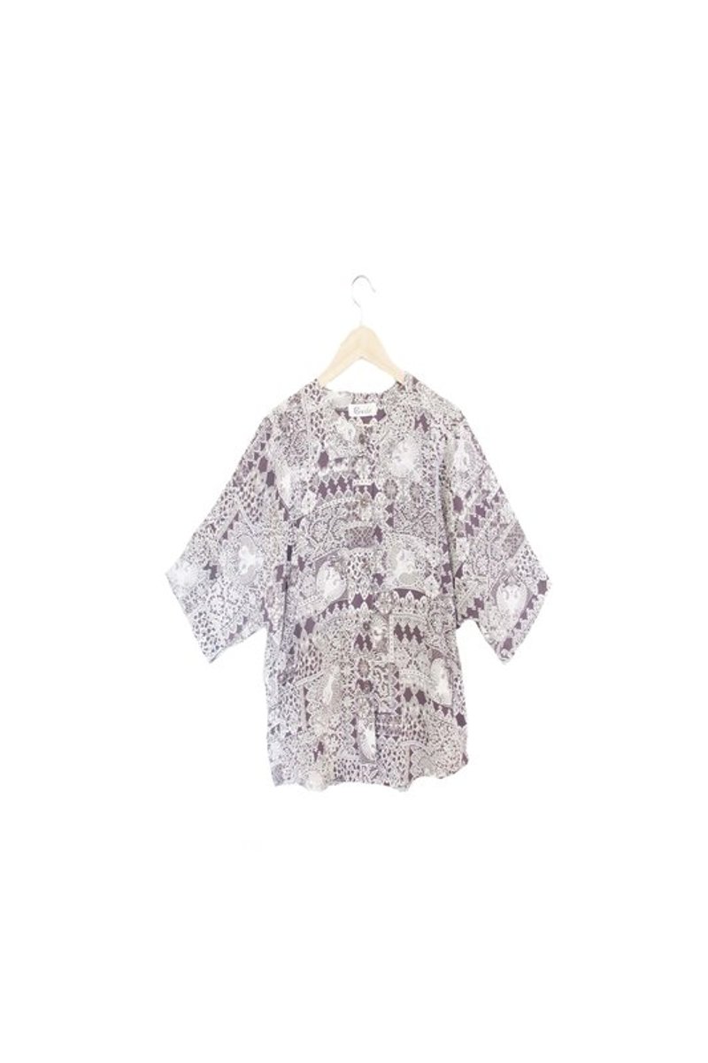 【Wahr】黑灰白纹饰衬衫 - 女装衬衫 - 其他材质 多色