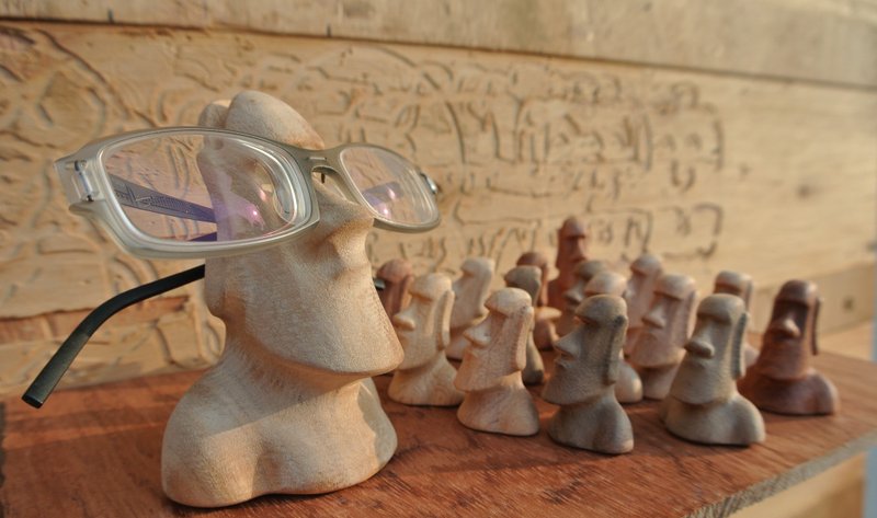 木作摩艾眼镜架 - 眼镜/眼镜框 - 木头 咖啡色