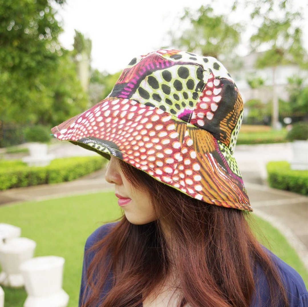 Boho Chic Style 渔夫帽-花卉图案 - 帽子 - 棉 咖啡色