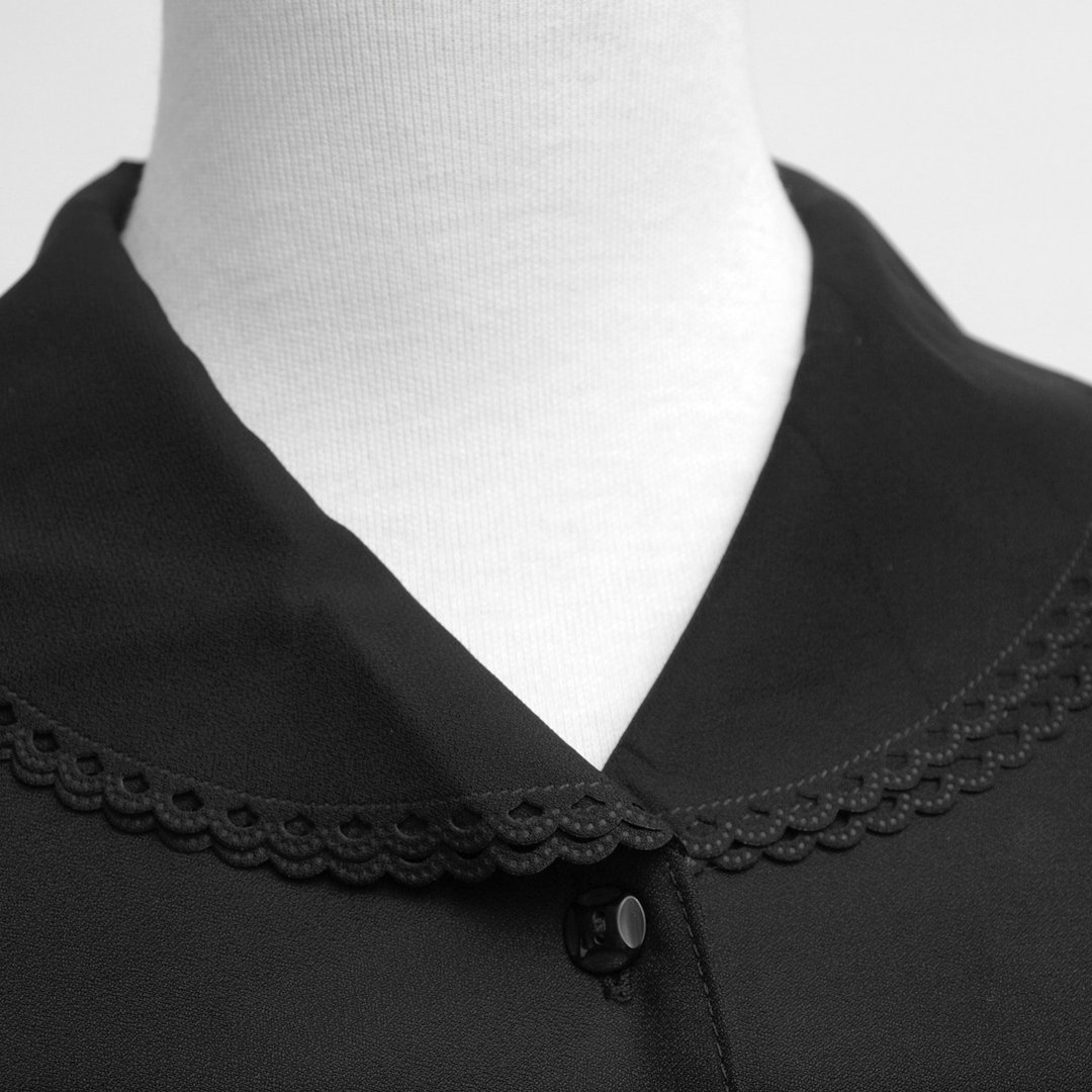 │moderato│日本制古典浪漫花边双层领古着衬衫│vintage森林复古.英伦.文艺青年 - 女装衬衫 - 其他材质 黑色