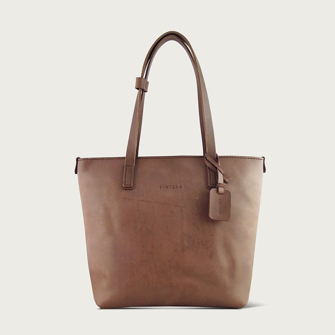 拉链托特包 tote / 肩背包 / 手提包 -- 深咖啡色 - 侧背包/斜挎包 - 真皮 咖啡色