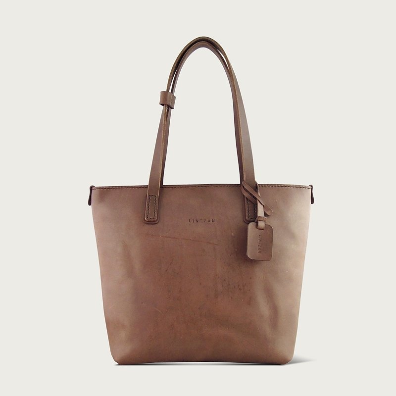 拉链托特包 tote / 肩背包 / 手提包 -- 深咖啡色 - 侧背包/斜挎包 - 真皮 咖啡色