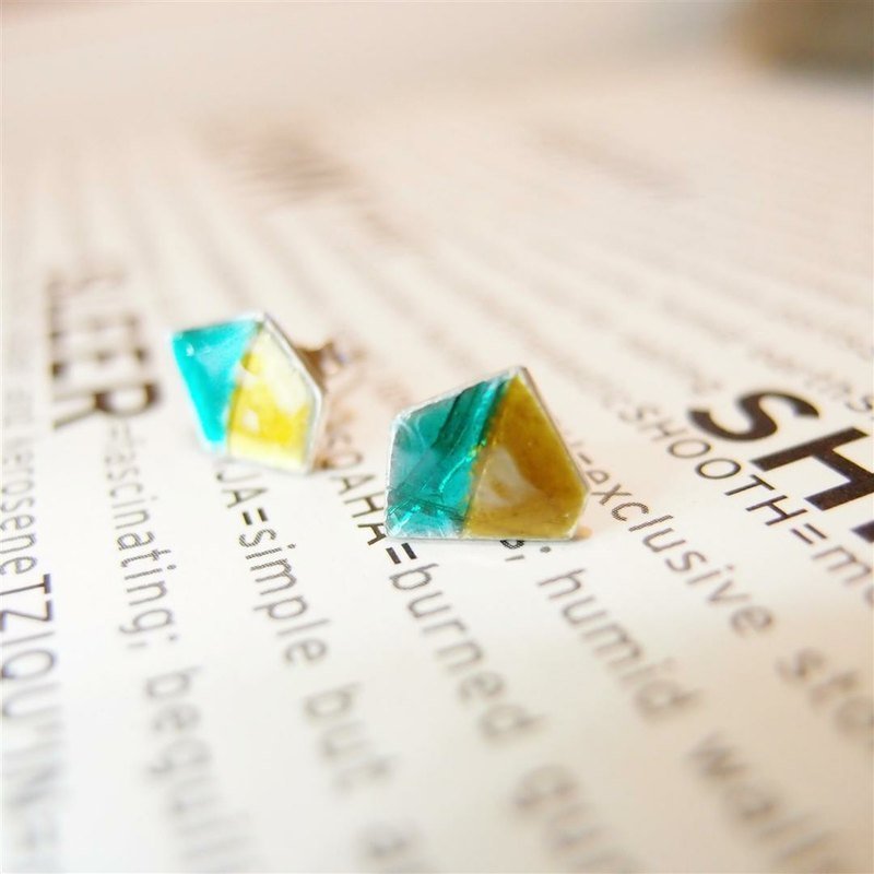 不规则形2--珐琅纯银耳环 - 耳环/耳夹 - 其他金属 金色