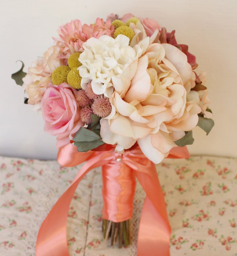 Flover芙拉设计 “蜜桃女孩”干燥/人造捧花 干燥花 新娘捧花 外拍 - 植栽/盆栽 - 植物．花 