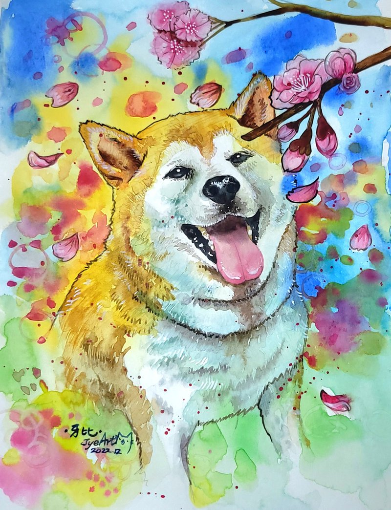 宠物水彩手绘画像 16K大小订制 - 订制画像 - 纸 多色