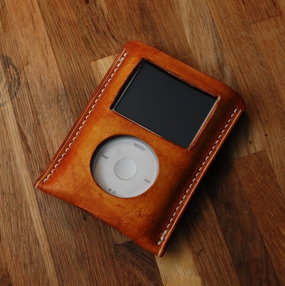 罐手制 手工染黄棕色意大利植鞣革 MP3 ipod classic ipc皮套 - 其他 - 真皮 橘色