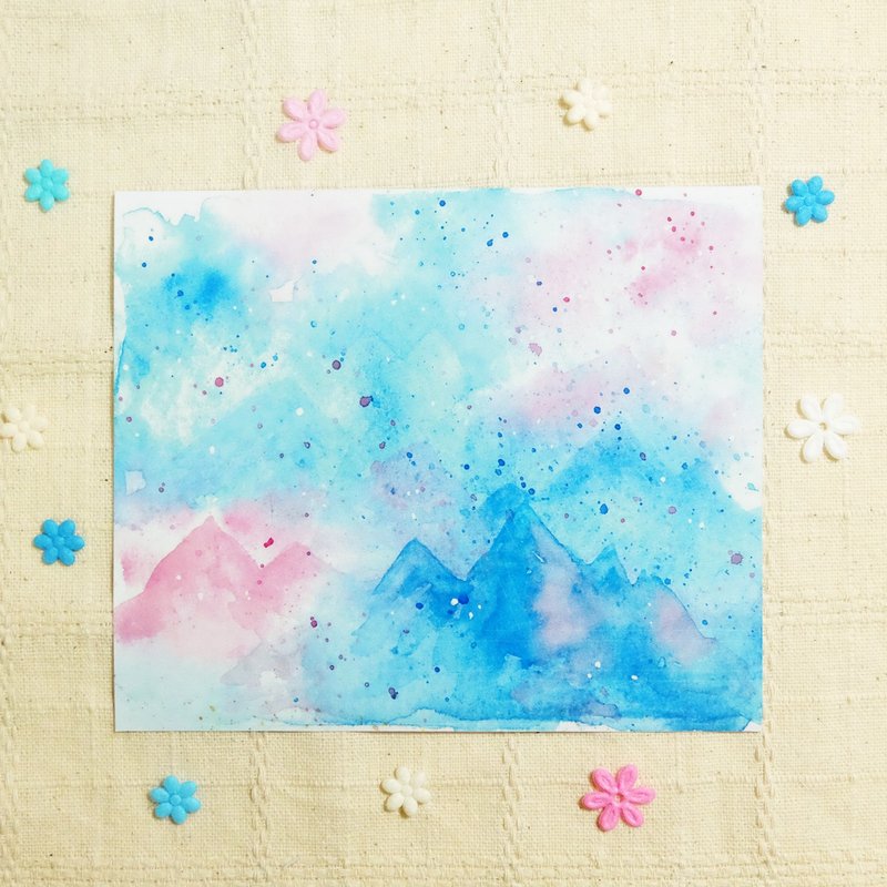 蓝粉冰山 - 水彩渲染几何贴纸 特别款 - 贴纸 - 纸 蓝色