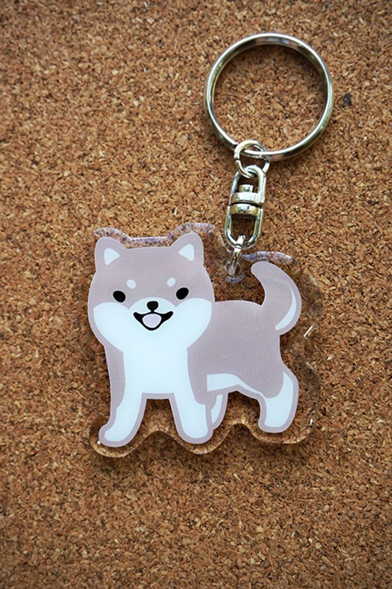 PuppyLove 初心插画【狗狗压克力吊饰】钥匙圈《柴犬》 - 钥匙链/钥匙包 - 压克力 咖啡色