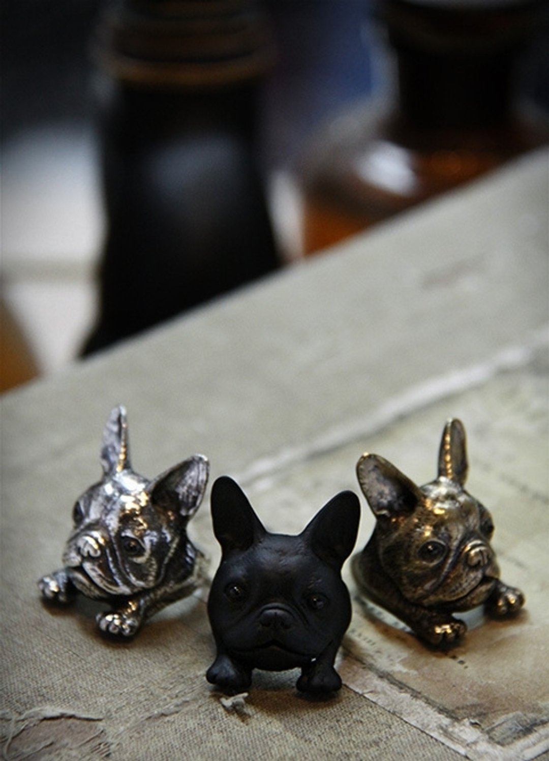 大头法斗犬戒指 - 戒指 - 其他金属 灰色