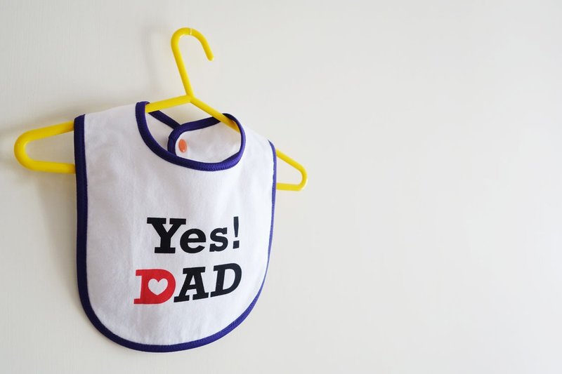::心里话系列:: Yes! Dad 围兜兜 - 围嘴/口水巾 - 棉．麻 蓝色