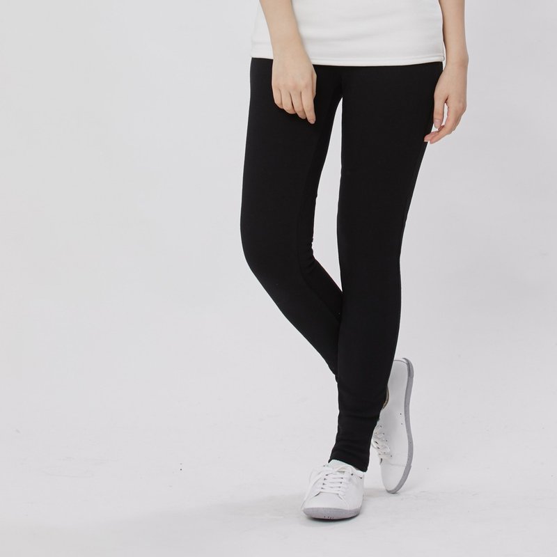 Glow 發光發熱短毛打底褲/黑 - 女装内搭/紧身裤 - 棉．麻 黑色