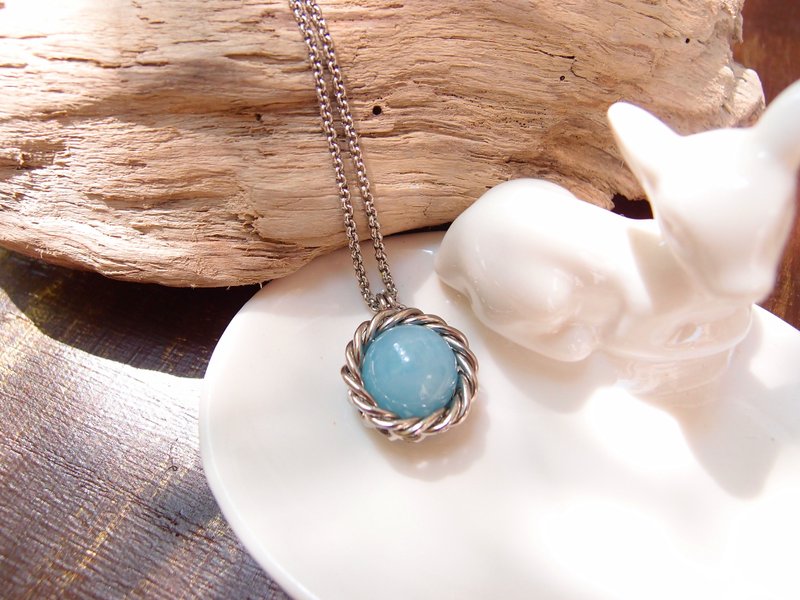 【DODOWU手作轻珠宝】《海水蓝宝＆疗愈系》不锈钢抗过敏 - 项链 - 其他材质 蓝色