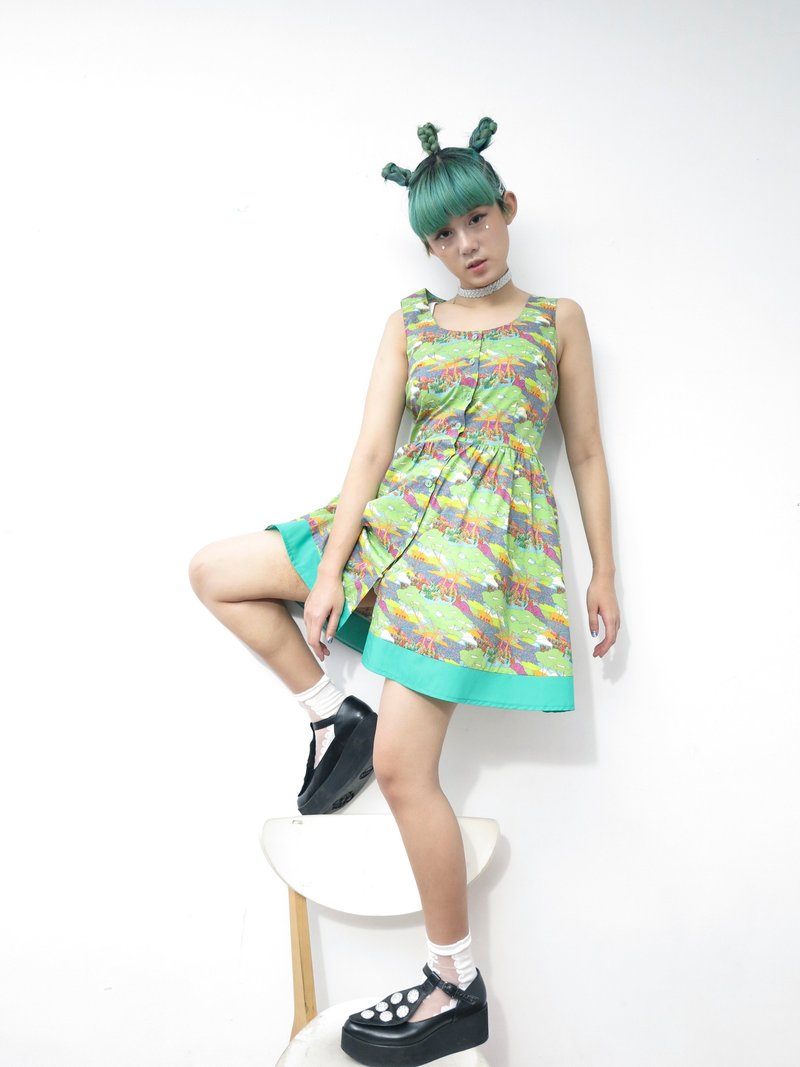 ‘小池塘六零年代洋装’ - 洋装/连衣裙 - 棉．麻 绿色